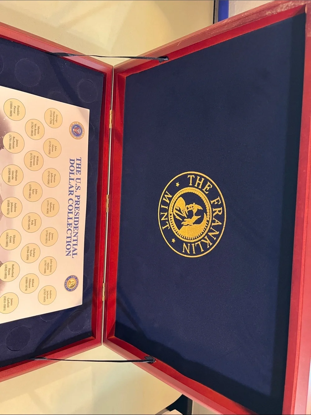 Presidential Coin Collection Display Case - Navy Blue and Red